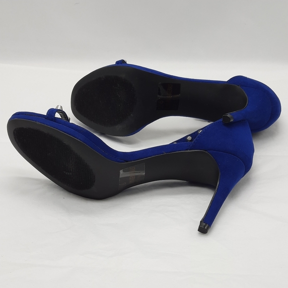 Qupid Heels Womens Size 6 Blue Sandals Shoes - Picture 7 of 8